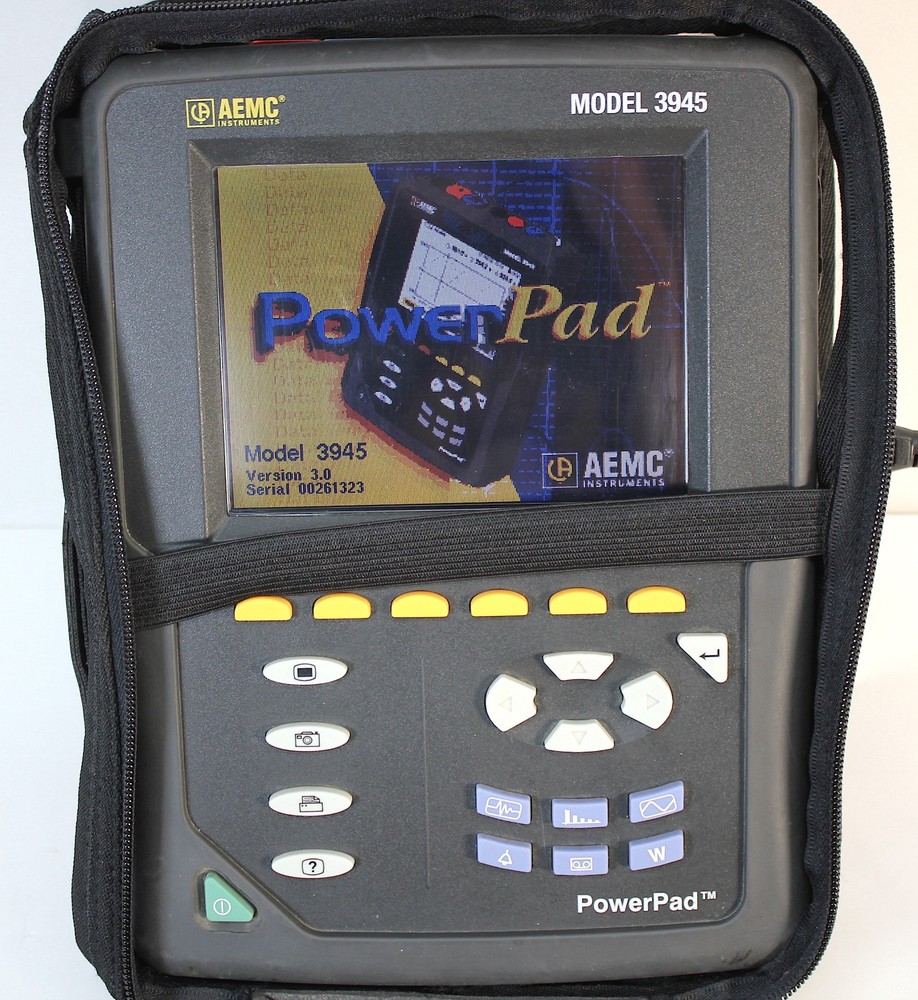 AEMC Instruments Model 3945 Powerpad 3-PHASE Power Analyzer • Case, Lead & Cord