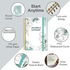 Income & Expense Tracker, Accounting Bookkeeping Ledger A5(8.5 x 5.5) Teal