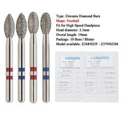 Zirconia Diamond Burs Dental FG High Speed Burr Football Round Fine Medium Grit