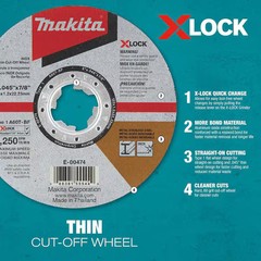 X-LOCK 5 in. x 0.045 in. x 7/8 in. 60-Grit General Purpose Thin Cut‑Off Wheel fo