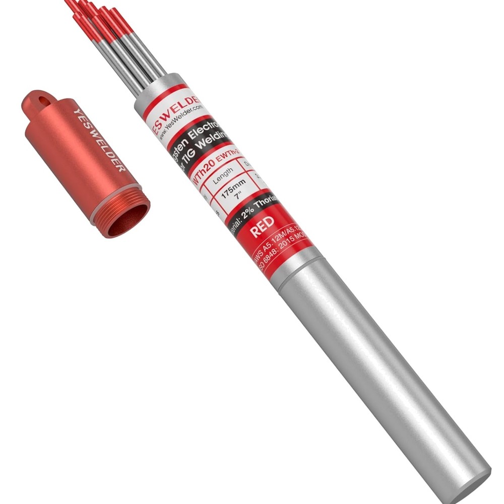 TIG Welding Tungsten Electrode Red Tip 1/8″ x 7″ Red, WT20/EWTh-2 10-pk
