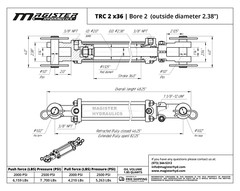 Hydraulic Cylinder Tie Rod double action 2″ bore 36″ stroke 2500 psi 2×36 new