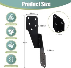 30 Pack Heavy Duty Black Powder-Coated Hurricane Ties Truss Rafter Brackets