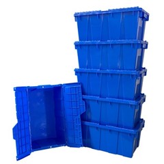 UBMOVE Plastic Crate with Lid 19.5″ x 11.75″ x 8.5″ (6 pack, Blue)