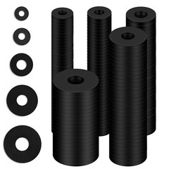 50 or 220 Pcs Flat Rubber Washers Assortment Kit,Black Rubber Flat Washer Rubber