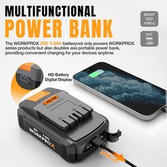 WORKPROX 20V 520W Cordless Brushless Rotary Hammer Drill Kits 7/8″ SDS-Plus 2.0J