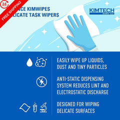 Kimtech 34155 KIMWIPES, Delicate Task Wipers, 1-Ply, 4 2/5 x 8 2/5, 286/Box