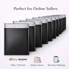 6.5×10 Matte Metallic Black Poly Bubble Mailers Padded Self Seal Shipping