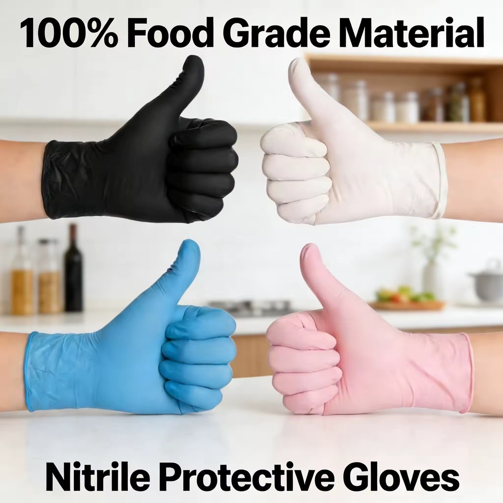 Guantes nitrilo negros desechables gruesos 100 uds limpieza tatuaje