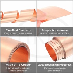 99.9% Pure Copper Cu Metal Sheet Strip Roll Foil Plate T2 Thickness 0.01mm-1mm