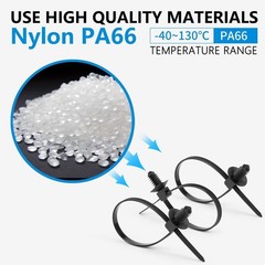 110 PCS Automotive Installation Black Push Mount Cable Zip Ties Assorted US NEW