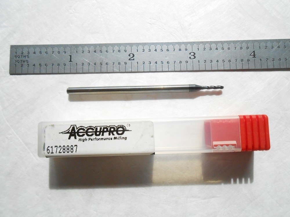 NEW ACCUPRO USA .060″ CUT DIA X .312″ LOC X 2-1/2″ L 3FL CC CARBIDE BALL ENDMILL