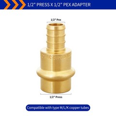 (Znkiok® 15Pack) 1/2″ Press x 1/2″ Pex Adapter Crimp Fittings,Copper Propress…