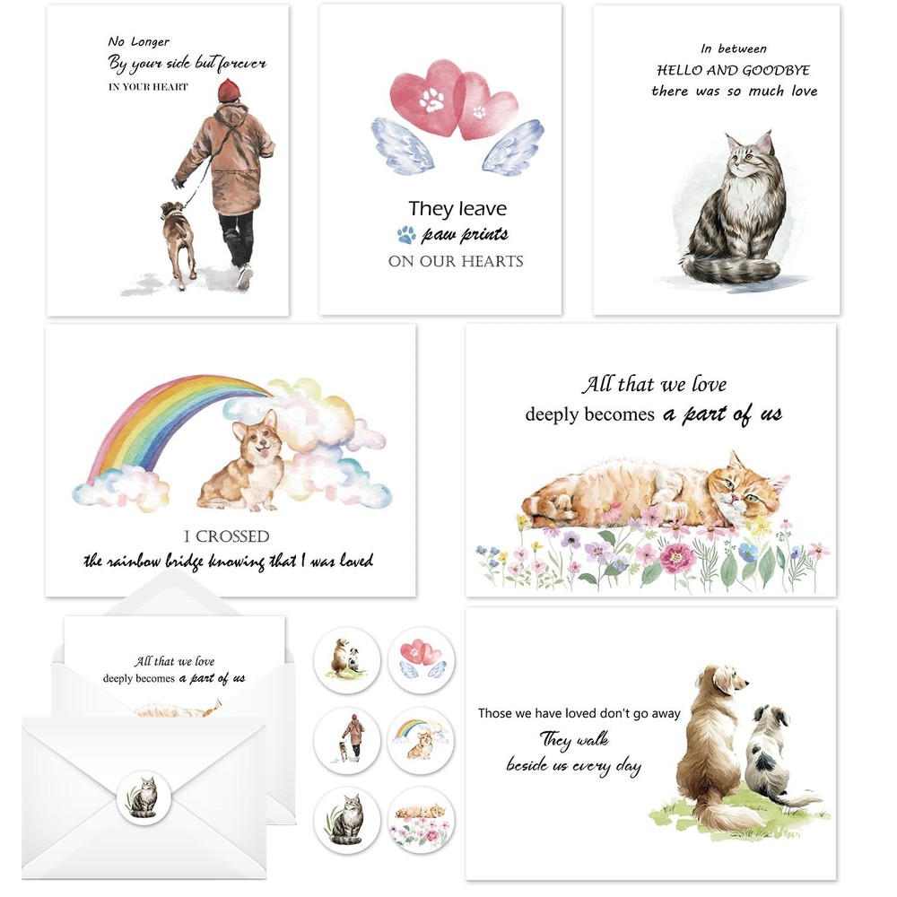 Lovarywow Pet Sympathy Cards Set – 24 Pack 5.9 x 7.9 inches, White