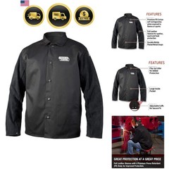 unisex adult Traditional Split Leather Sleeved Welding Jacket, Black, X-Large