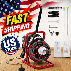 75Ft 1/2″ Drain Cleaner Machine with Auto Feed & 4 Cutters, Heavy Duty Electric