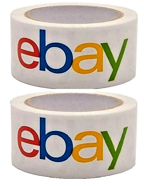 TWO ROLLS of eBay Branded Packaging Shipping Tape w Color Logo 75Yds x 2 in.