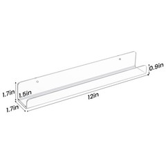 upsimples 8 Pack Vinyl Record Wall Mount Shelves, 12″ 12×1.7, Clear