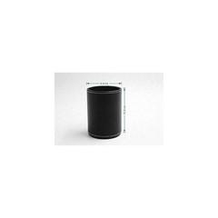 1-Piece Black PU Leather round Desk Organizer Pen Cup Holder Stand with Stitched