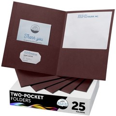 Two-Pocket Folders 25-Pack, Dark Red Burgundy, Textured Matte Finish, Letter Siz