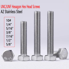 UNC/UNF Hexagon Hex Head Screws A2 Stainless Bolts 10# 1/4 5/16 3/8 7/16 1/2 5/8