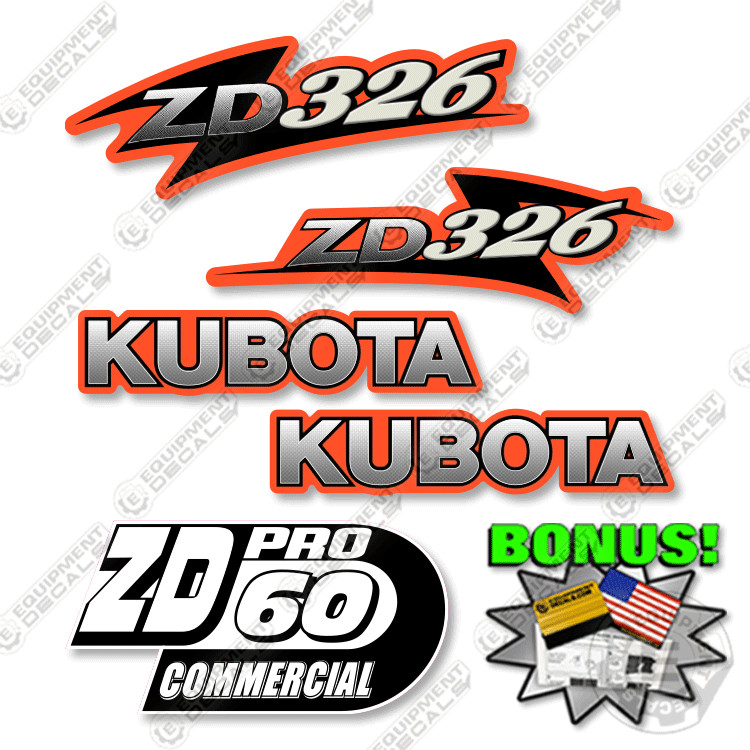 Fits Kubota ZD326 Decal Kit Mower – 7 YEAR OUTDOOR 3M VINYL!