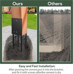 4 Pcs 6″x6″ Heavy Duty U-Shaped Post Base for Concrete, Wet Concrete Post Anc…