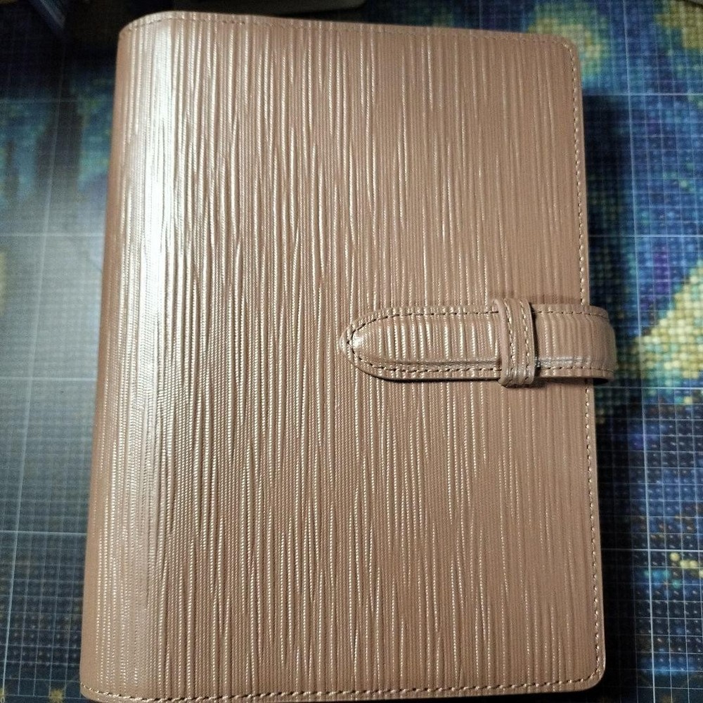 Franklin Covey Textured Embossed Leather Agenda Organizer Planners 6 Hole Beige