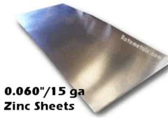 Solid Zinc Sheet – .060 inch x 8 inches x 11 inches for Countertops, Range Hoods