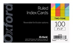 Oxford Extreme Index Cards, 3 x 5 Inches, Assorted Colors, 100 per pack 04736