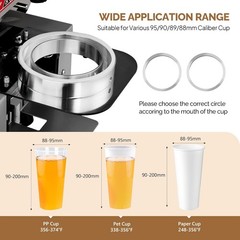 Cup Sealing Machine, Fully Automatic Cup Sealer Machine 500-650 Cups/H, Silver