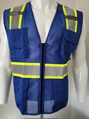 Two Tone High Visibility Reflective Royal Blue Safety Vest (Small-3XL)