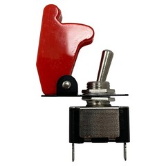 Heavy Duty On Off Metal Toggle Switch 10A 12V & Red Switch Flip Up Cover