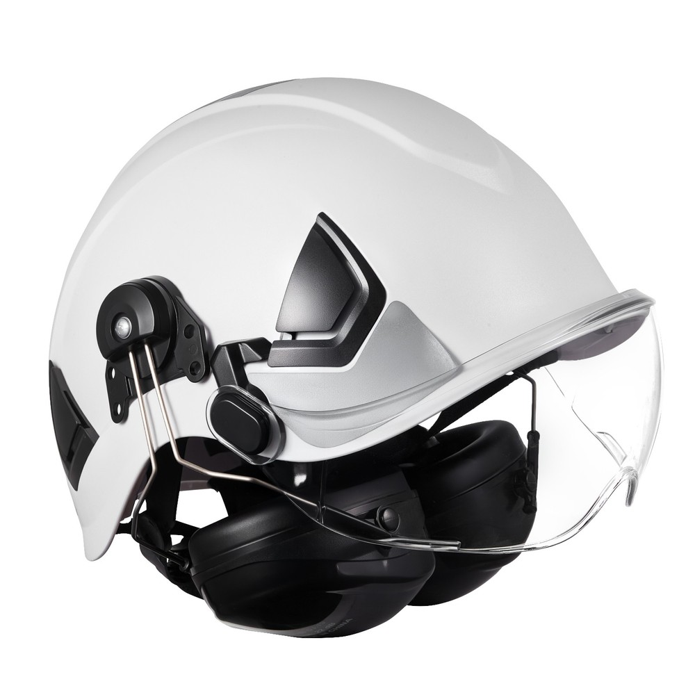 Uimoso Industrial Safety Helmet with Visor Earmuffs Adjustable Vented Hard Hat