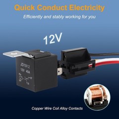 DIANN 2pcs Car Relay with Harness 12V 40A 4 Pin SPST Harness Sockets with Color