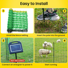 42.6″ High Electric Fence Netting Kit for Livestock & Poultry Protection