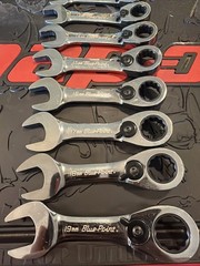Blue-point 12pc 8-19mm Metric Stubby Reverse Ratcheting Wrench Set BOERMS712