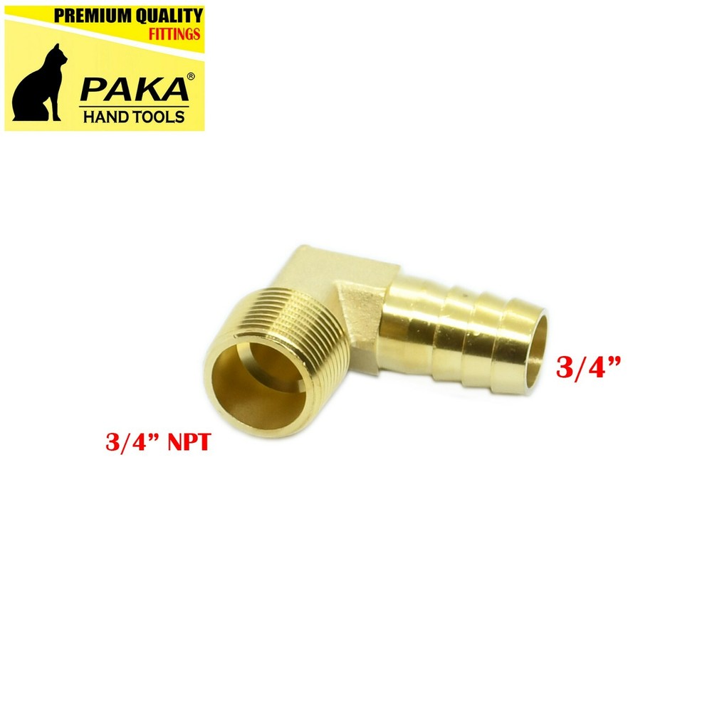 3/4″ HOSE BARB ELBOW X 3/4 MALE NPT Brass Pipe Fitting Thread Gas Fuel Water