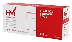 Highmark Clear Food/Item 100 Count Storage Bags 2 Gallon Zip Lock Zipper 13″x15″