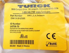 Turck CKM 19-19-5/S101 U4708-70 150V 9A (3) 2A (16) Interconnect Cable -Unused-