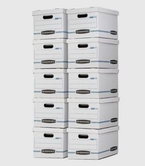 Bankers Box Basic Duty Letter/Legal File Storage Box with Lids, 10 Pack, White