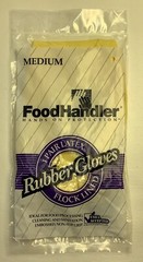 Lot Of 7 Food Handler Flock Lined Latex Rubber Gloves – Medium – 7 Pairs Total