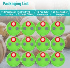 Mushroom Liquid Culture Mycelium JAR LIDS,Set of 12, Wide Mouth With PTFE Filter