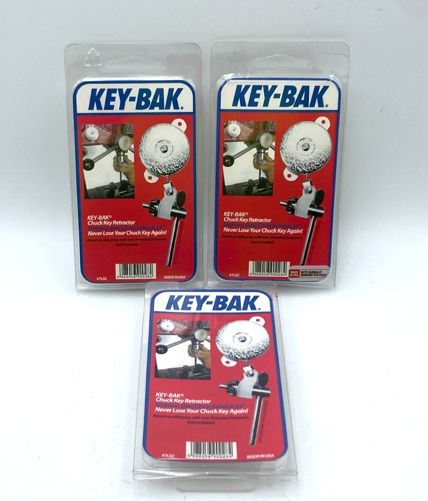 KEY-BAK 7LSC Retractable Key Reel 24″ Cord Heavy Duty Mount Base Lot of 3 NEW