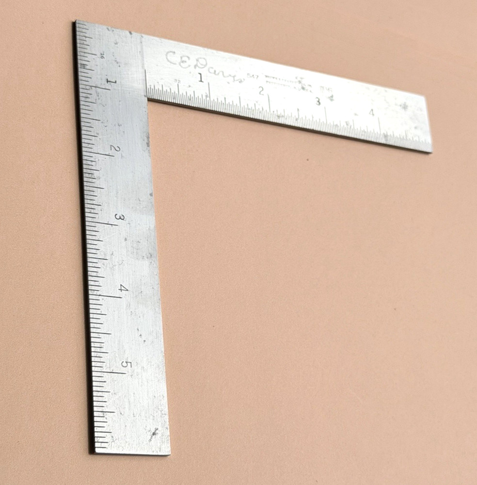 Brown & Sharpe Mfg. Co. No. 547 6 x 5 Inch Thin Steel Square. Made in the USA.