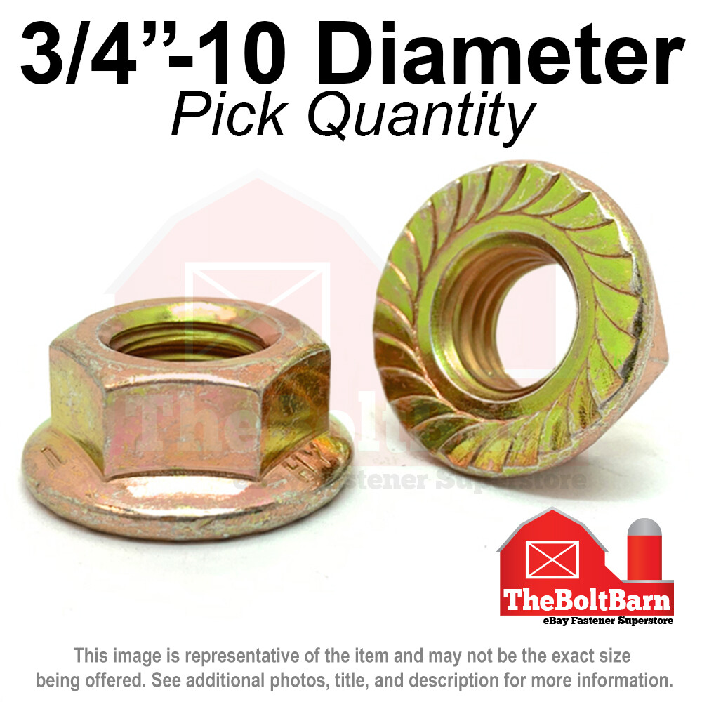 3/4″-10 Grade 8 Serrated Flange Whiz Lock Nuts Coarse Zinc Yellow (Pick Qty)