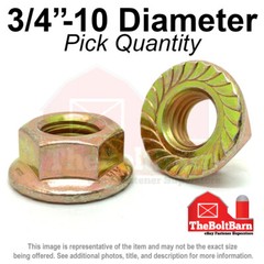 3/4″-10 Grade 8 Serrated Flange Whiz Lock Nuts Coarse Zinc Yellow (Pick Qty)