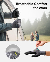 Safety Work Gloves for Men & Women, Microfoam Nitrile Coated Nylon Black Grip