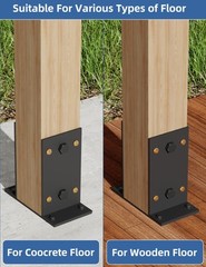 4×4 Post Base 3 Pcs,Heavy Duty Detachable Post Bracket with Adjustable Inner …