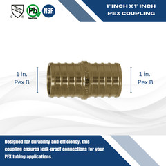 25 Pcs. XFITTING 1″ Pex Coupling – Lead Free One Inch Crimp Coupling 23-1-4=25